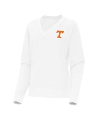 Antigua Women's White Tennessee Volunteers Varsity V-Neck Tri-Blend Pullover Sweatshirt