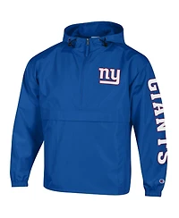 Champion Men's Royal New York Giants Packable Hooded Windbreaker Half-Zip Jacket