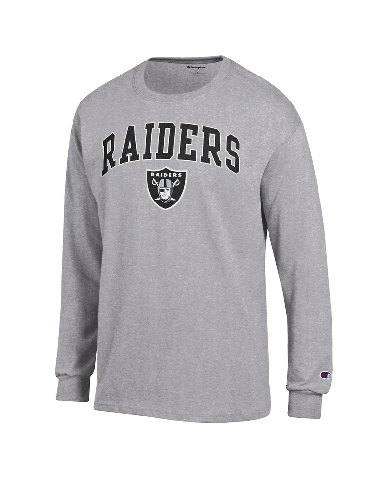 Champion Men's Gray Las Vegas Raiders Arch Over Logo Long sleeves T-Shirt