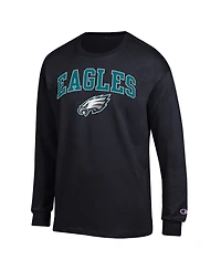 Champion Men's Black Philadelphia Eagles Arch Over Logo Long sleeves T-Shirt