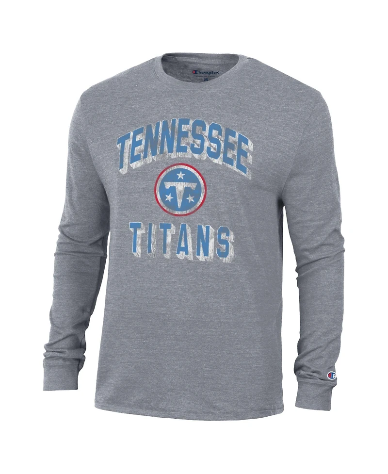 Champion Men's Charcoal Tennessee Titans Ultimate Tri-Blend Long sleeves T-Shirt