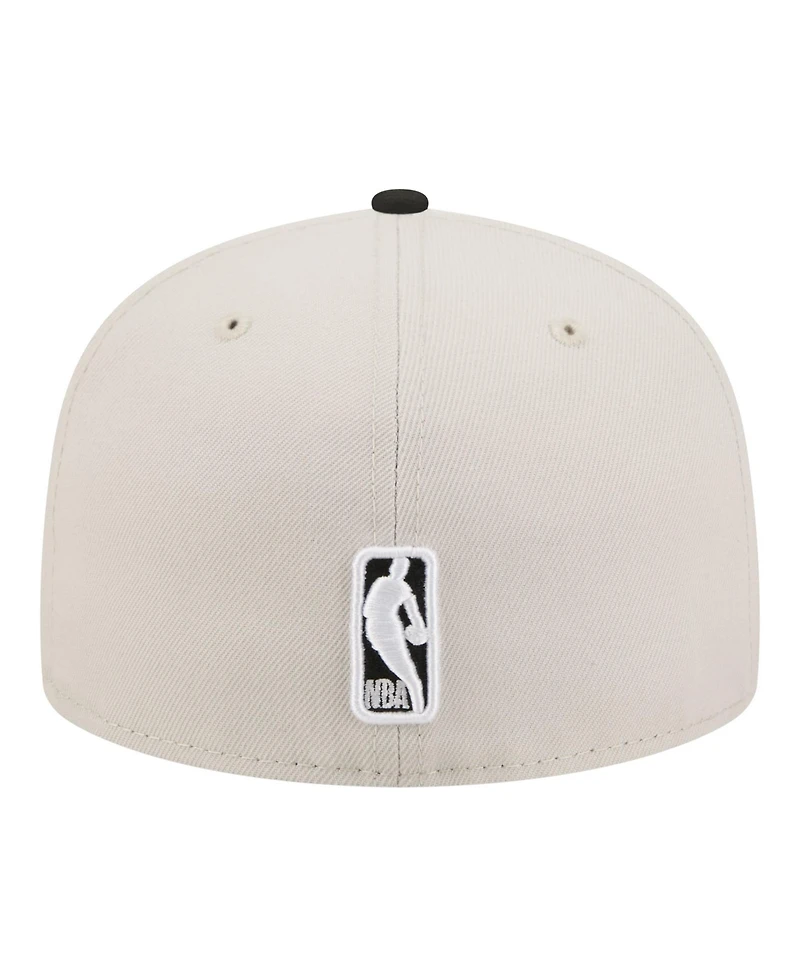 New Era Men's Tan/Black Brooklyn Nets Localized City Icon 59FIFTY Fitted Hat