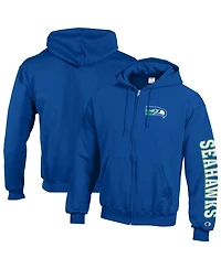 Champion Men's Royal Seattle Seahawks Power Blend Fleece Full-Zip Hoodie