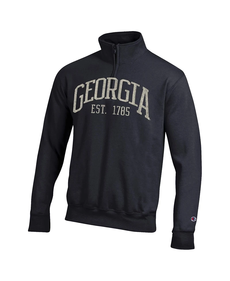 Champion Men's Black Georgia Bulldogs Powerblend Quarter-Zip Pullover Sweatshirt