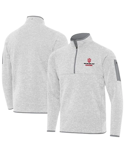 Antigua Men's Heather Gray Indiana Hoosiers College Football Playoff 2026 Rose Bowl Champions Fortune Quarter-Zip Pullover Sweatshirt