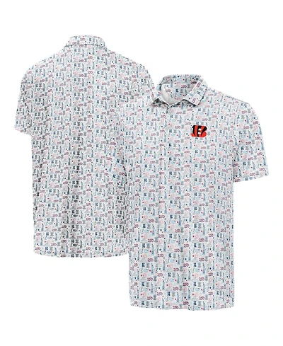 Antigua Men's White Cincinnati Bengals America 250 Freedom Desert Dry Polo Shirt