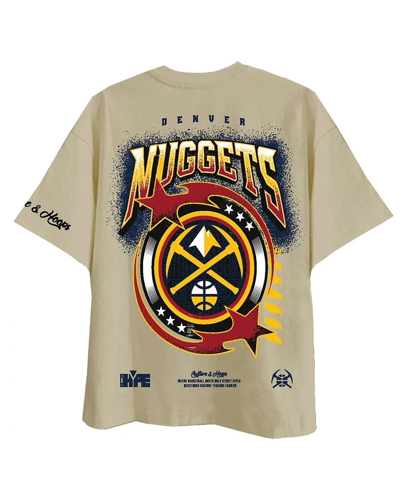 Two Hype Men's and Women's Cream Denver Nuggets Drip Dime Elevated Drop Shoulder T-Shirt