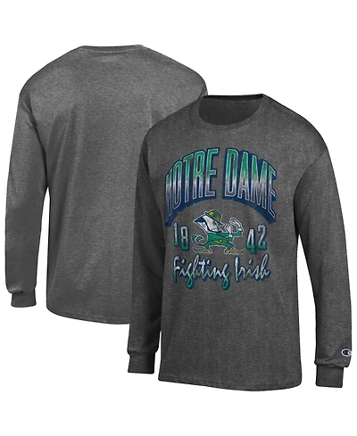 Champion Men's Heather Charcoal Notre Dame Fighting Irish Bold Long-Sleeve T-Shirt