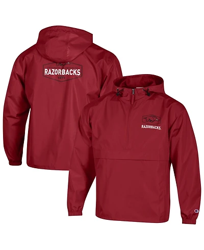 Champion Men's Cardinal Arkansas Razorbacks Delay Packable Half-Zip Jacket