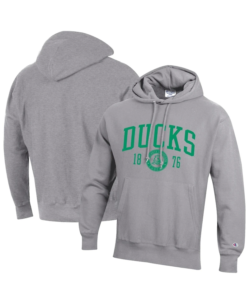 Champion Men's Heather Gray Oregon Ducks Established Reverse Weave Hoodie