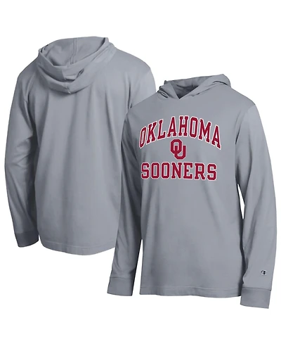 Champion Men's Heather Gray Oklahoma Sooners High Motor All-Star Long sleeves Hooded T-Shirt