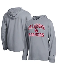 Champion Men's Heather Gray Oklahoma Sooners High Motor All-Star Long sleeves Hooded T-Shirt