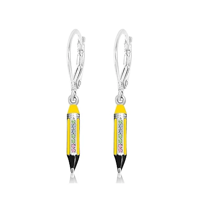 Chanteur Kids Pencil Hypoallergenic Earrings for Girls with Sterling Silver Leverbacks