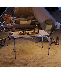 Outsunny Foldable Table, Adjustable Height Aluminum Table for Picnic