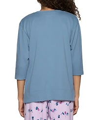 Hue Women's Cotton Candied 3/4-Sleeve Boxy Pajama Tee