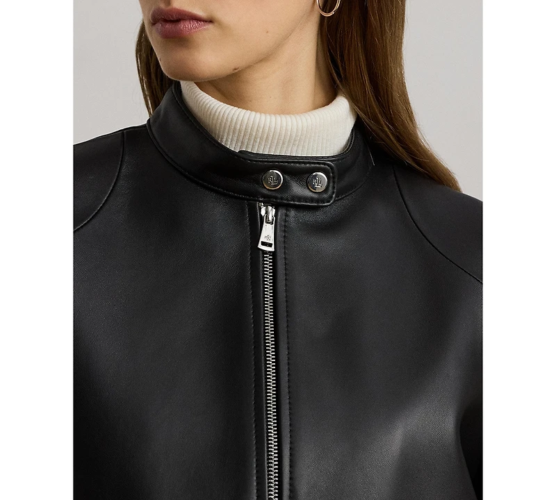 Lauren Ralph Women's Lambskin Moto Jacket