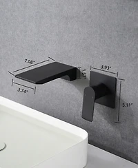 Thirtypeachy Wall-Mounted Bathroom Sink Faucet with Single Handle, Waterfall Spout and Rough-In Valve Included