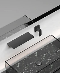 Thirtypeachy Wall Mounted Waterfall Bathroom Sink Faucet, Single Handle Brass Mixer Tap
