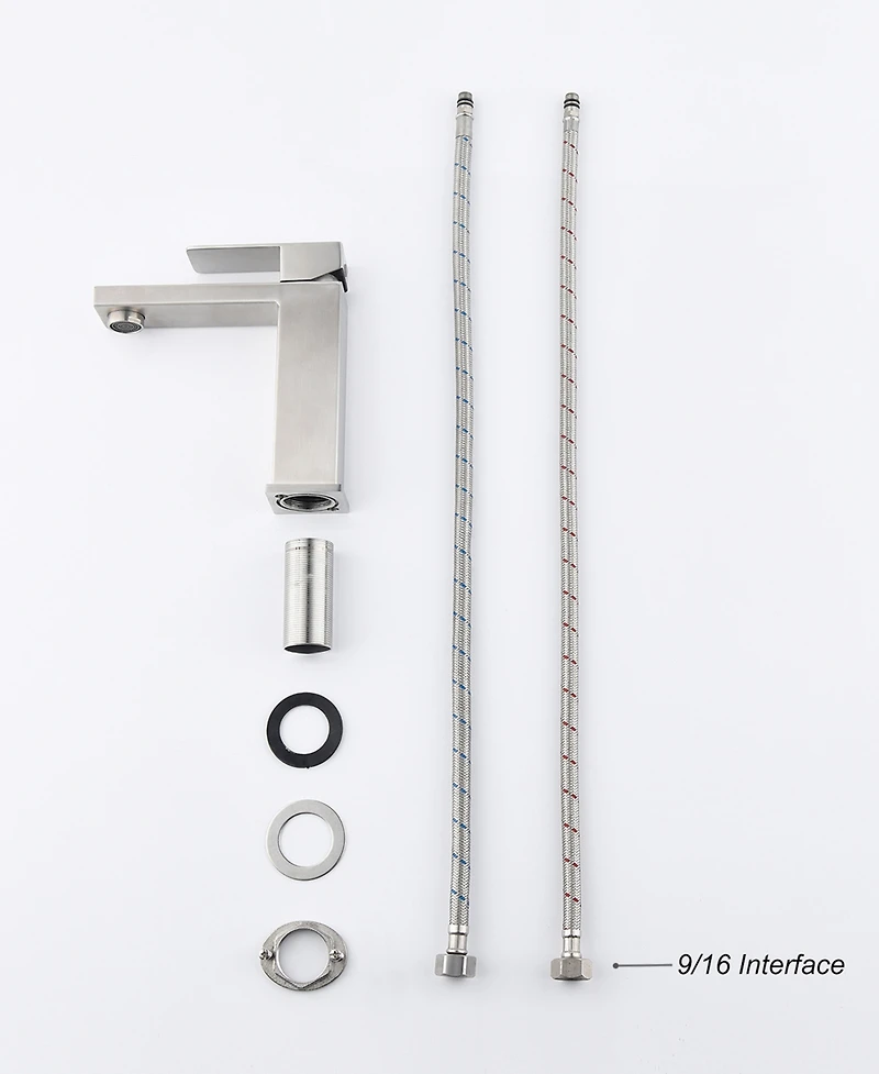 Thirtypeachy Single Handle Waterfall Bathroom Sink Faucet, Stainless Steel Deck-Mounted Vanity Faucet with Hot and Cold Control