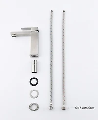Thirtypeachy Single Handle Waterfall Bathroom Sink Faucet, Stainless Steel Deck-Mounted Vanity Faucet with Hot and Cold Control