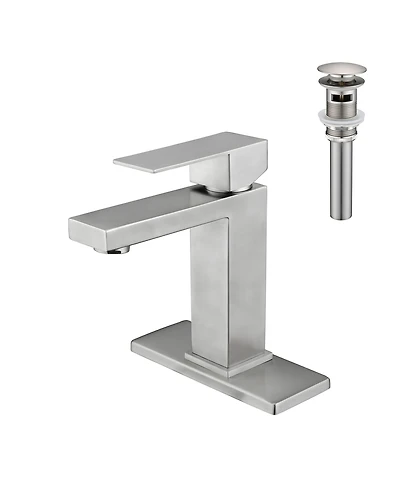 Thirtypeachy Single Handle Bathroom Sink Faucet, Stainless Steel Vanity Faucet with Pop-Up Drain and Overflow