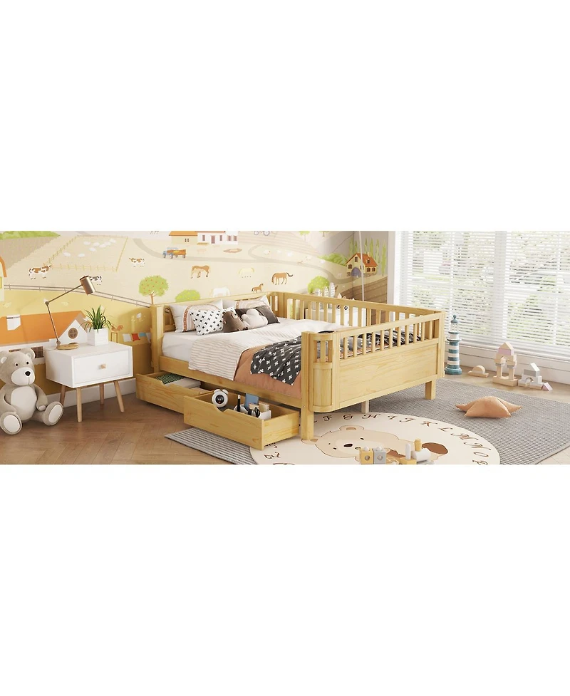 Streamdale Furniture Full Size Wood Platform Bed with Rails