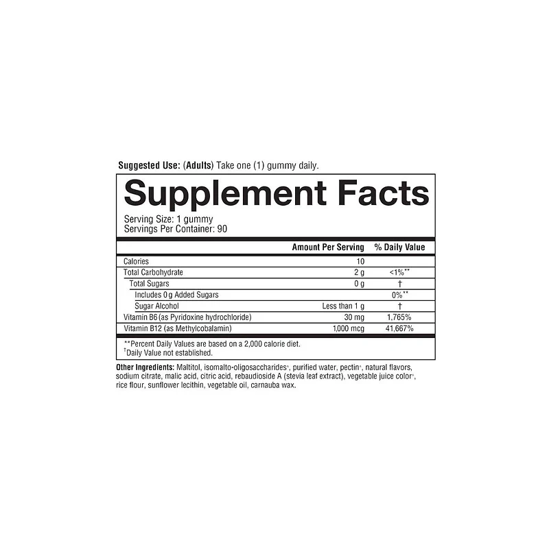 Youtheory B12B6 Zero Sugar Gummy 90 Count