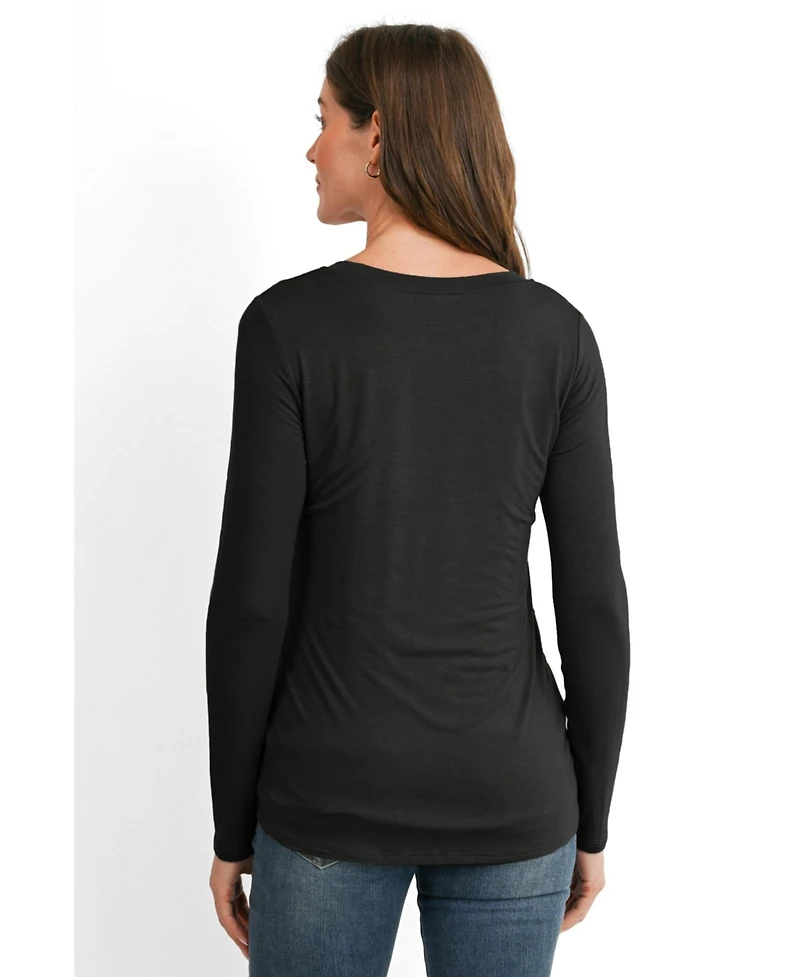 Hello Miz Maternity Long Sleeve V Neck Nursing Top