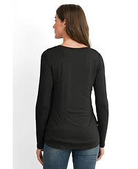 Hello Miz Maternity Long Sleeve V Neck Nursing Top