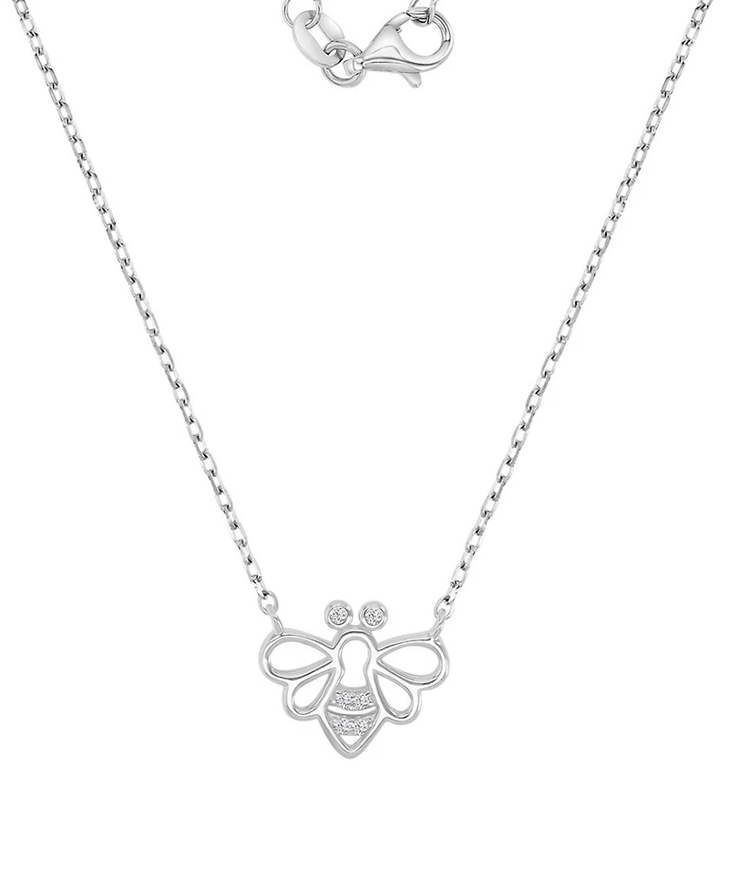 Macy's Rhodium Over Sterling Silver Cubic Zirconia Bee Necklace