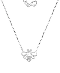 Macy's Rhodium Over Sterling Silver Cubic Zirconia Bee Necklace