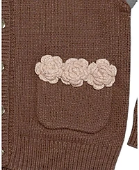 Hope & Henry Little and Big Girls' (Xxs-l) Organic Rosette Pocket Cardigan Sweater