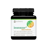 Youtheory Immune Plus Daily Wellness Vegetarian Immune Support Supplement with Vitamin C, Vitamin D3 and Zinc 60 Vegetarian Capsules