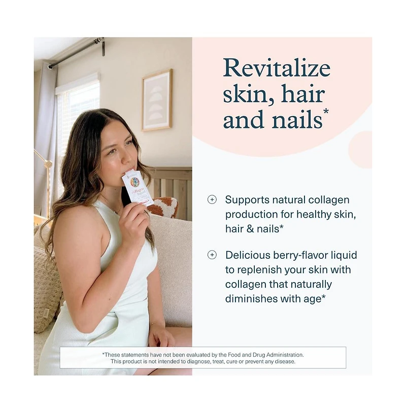 Youtheory Collagen Liquid 5000 Milligram Hydrolyzed Collagen Peptides Supports Hair, Nail, Joint and Bone Health 1 Ounce Single Serve Packet, 12 Pack