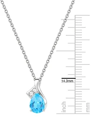 Macy's Blue Topaz (1-1/3 ct. t.w.) & Diamond Accent (0.04 ct. t.w.) Pendant Necklace in 14k White Gold