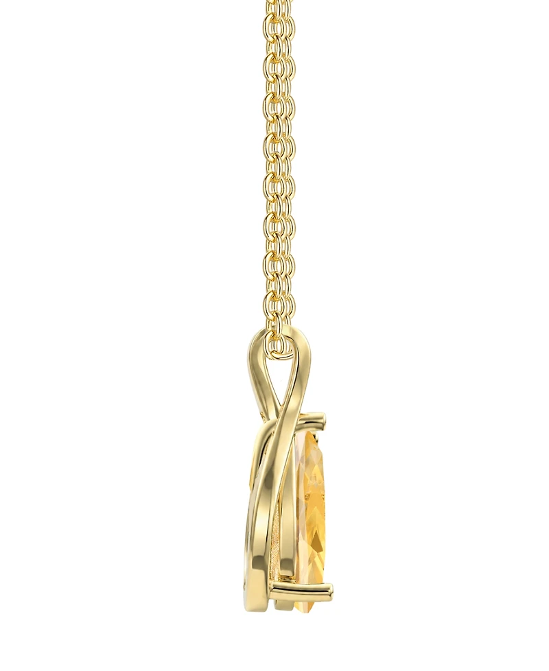 Macy's Citrine (1 ct. t.w.) & Diamond Accent (0.04 ct. t.w.) Pendant Necklace in 14k Yellow Gold