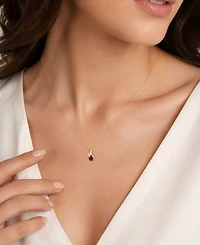 Macy's Garnet (1-1/5 ct. t.w.) & Diamond Accent (0.04 ct. t.w.) Pendant Necklace in 14k Yellow Gold