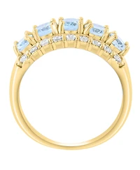 Effy Collection Aquamarine (2-1/4 ct. t.w.) and White Zircon Ring (1 ct. t.w.) in Sterling Silver