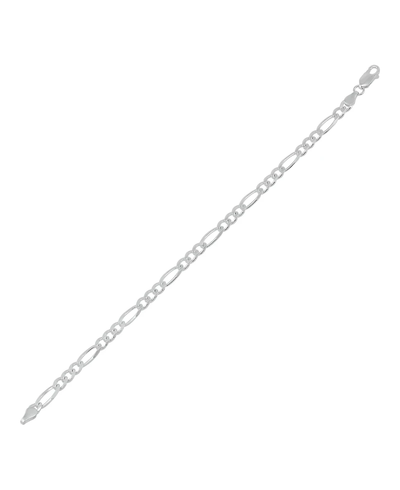 Italian Silver Solid Figaro Chain Bracelet in Sterling Silver
