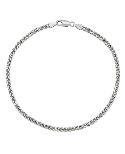 Italian Silver Solid Wheat Chain Bracelet in Sterling Silver