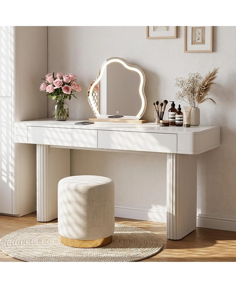 Tribesigns Rectangle Wooden Computer Desk with 2 Drawers, Modern Desk