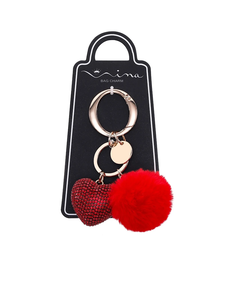 Nina Crystal Heart Poof Bag Charm