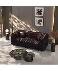 Streamdale Furniture 77" Modern Faux Leather Modular 2-Seater Sectional Sofa with Pillows