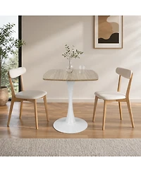 Streamdale Furniture Square 24" Mid-Century Modern Tulip Dining Table, Faux Oak