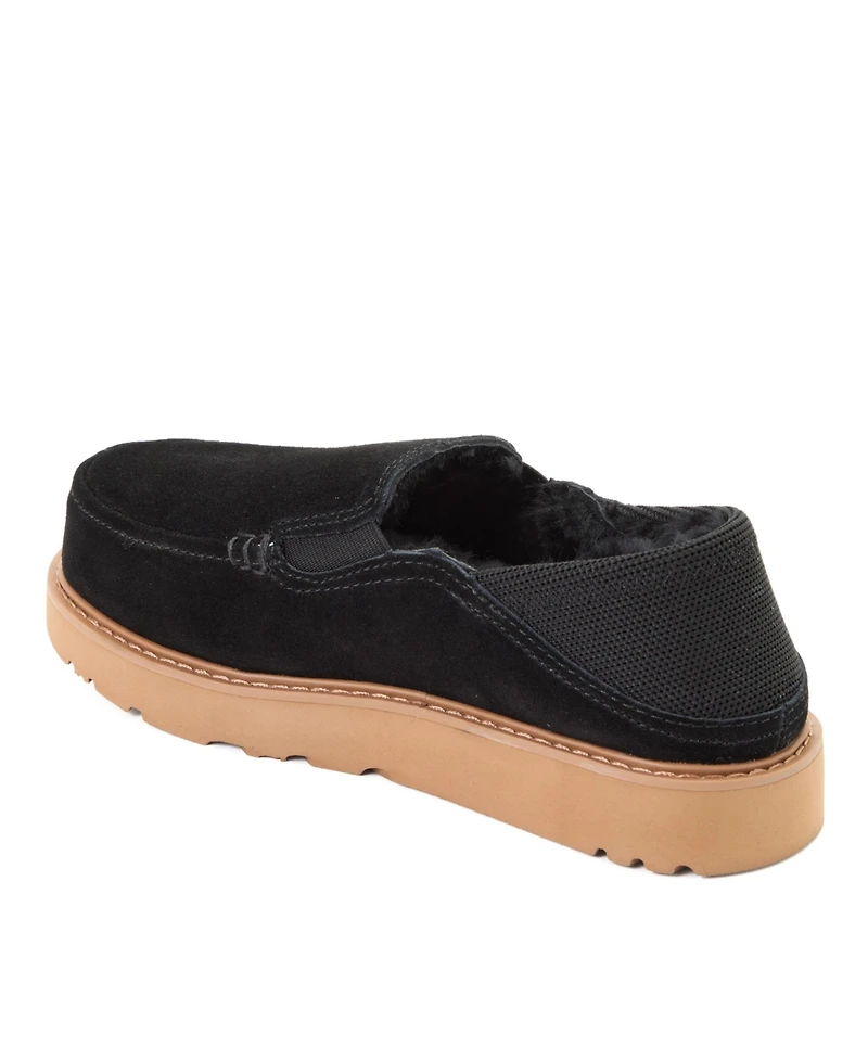Dearfoams Women's Suede Water Resistant Sport Knit Loafer Slippers