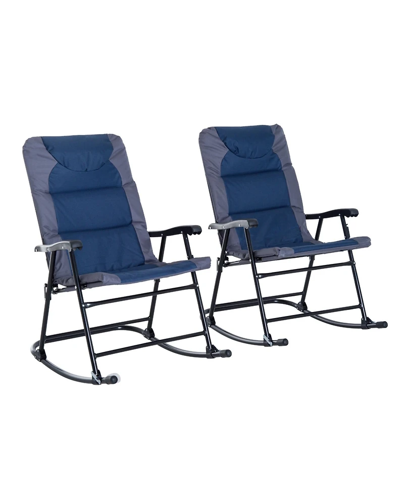 Mountaintop 2 Piece Outdoor Patio Furniture Set Folding Padded Rocking Chairs Bistro Style for Porch Camping Balcony