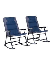 Mountaintop 2 Piece Outdoor Patio Furniture Set Folding Padded Rocking Chairs Bistro Style for Porch Camping Balcony