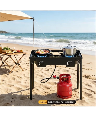Mountaintop 2 Burner Propane Stove 160000 Btu Adjustable Regulator And Hose Camping Bbq Outdoor Cooking Equipment
