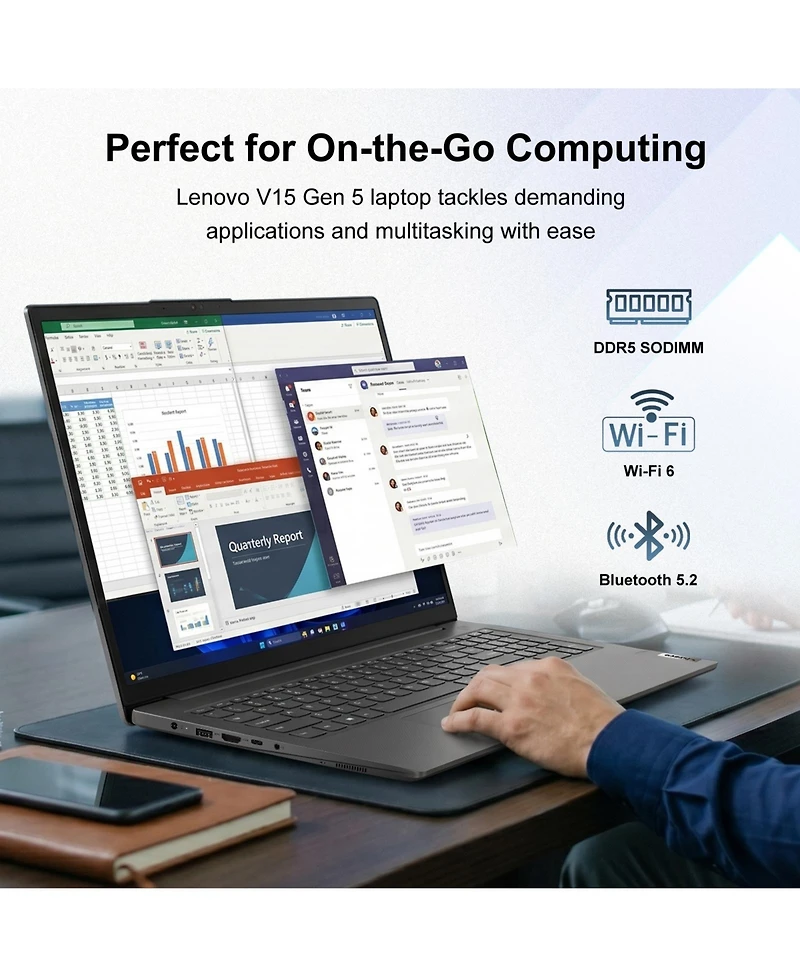 Lenovo Intel Core i3 15.6" Laptop with Wi-Fi 6 and Fingerprint Reader