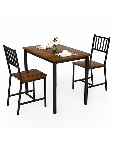 Flynama 3-Piece Industrial Dining Set, Table and 2 Chairs